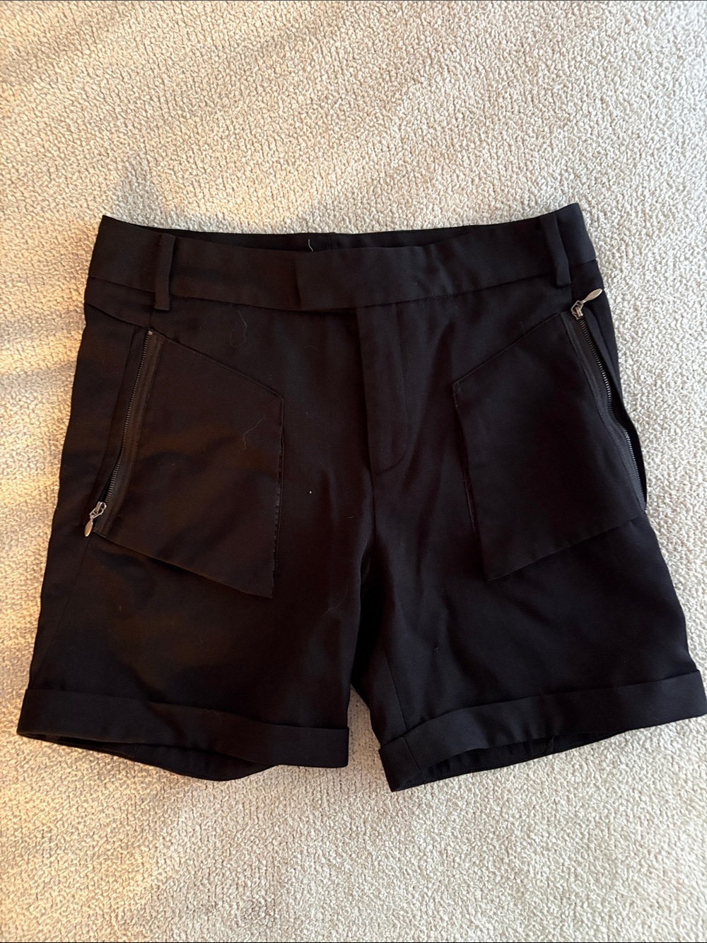 Helmut Lang Black Tailored Zip Pocket Bermudas